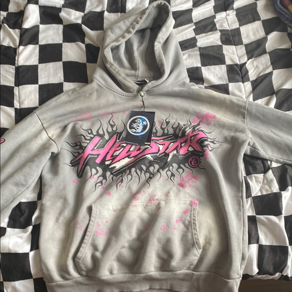 Gray and Pink hell star hoodie